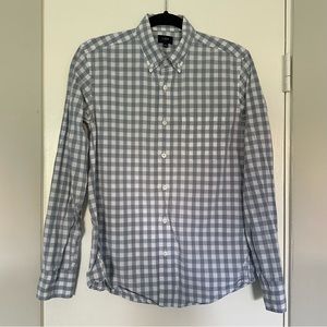J.CREW Men’s Button Down Shirt - Light Blue White Plaid - Size Small